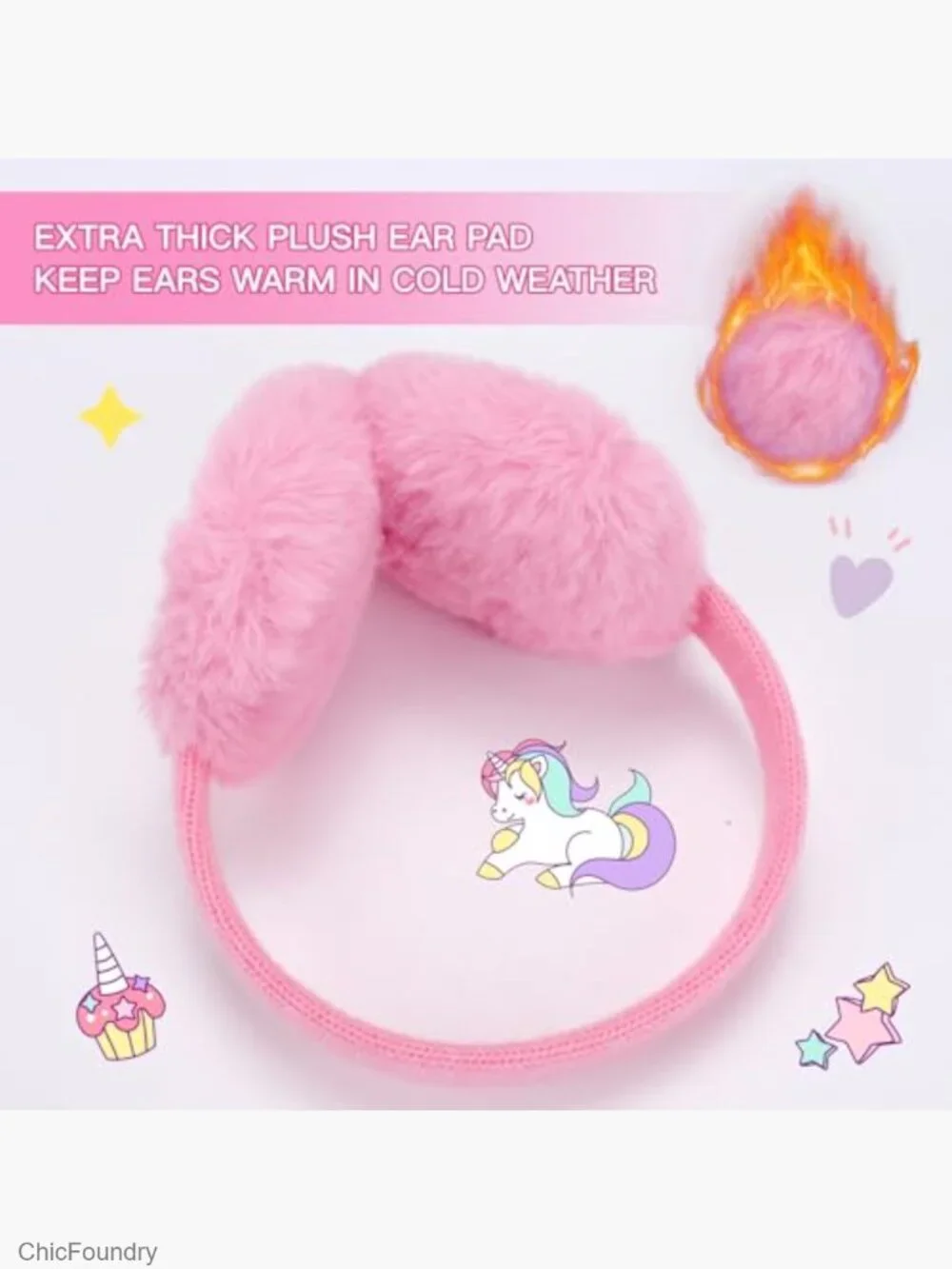 Kids Knit Unicorn Earmuffs and Gloves Set Plush Winter Ear Warmers Mittens